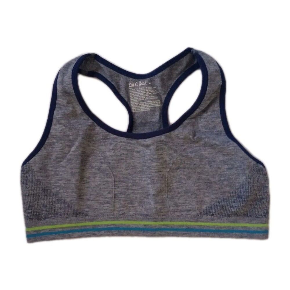 Cat & Jack Gray Navy Blue Sports Athletic Racerback Bra sz XL Girls